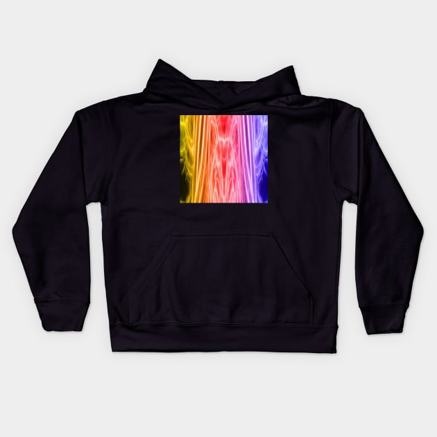 Vibrant rainbow fractal distortion Kids Hoodie by hereswendy
